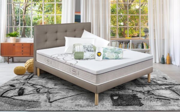 Eminflex Materassi Diamond matrimoniale con base letto Gioia tortora con kit notte