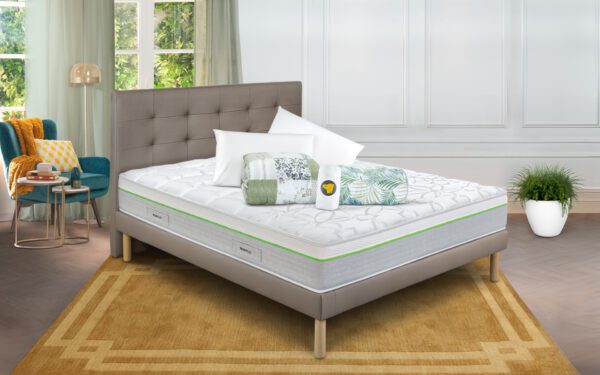 Eminflex Materassi Green matrimoniale con base letto Gioia tortora con kit notte