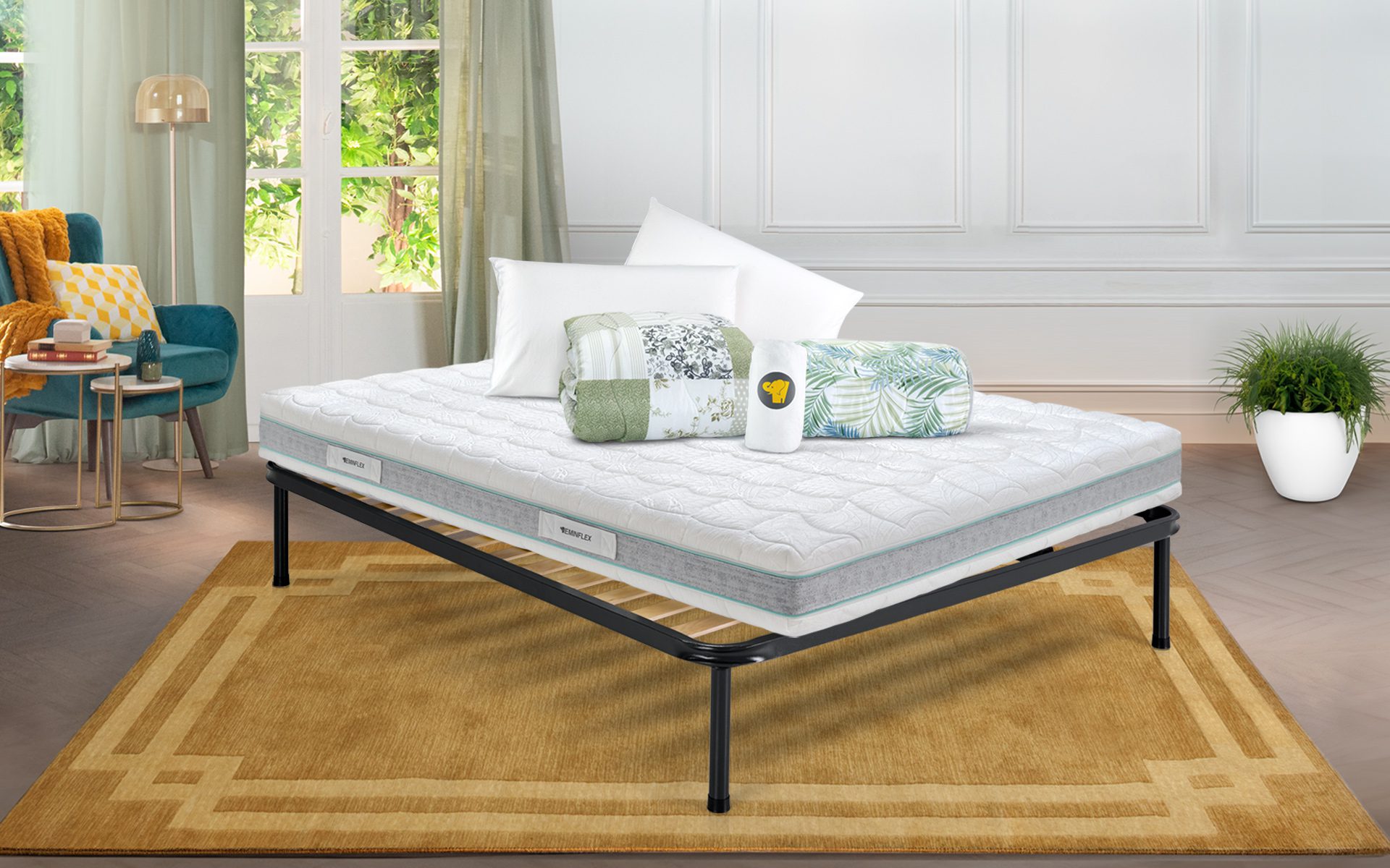 Eminflex Materassi Naturity matrimoniale con rete Elekta Plus offerta con kit notte