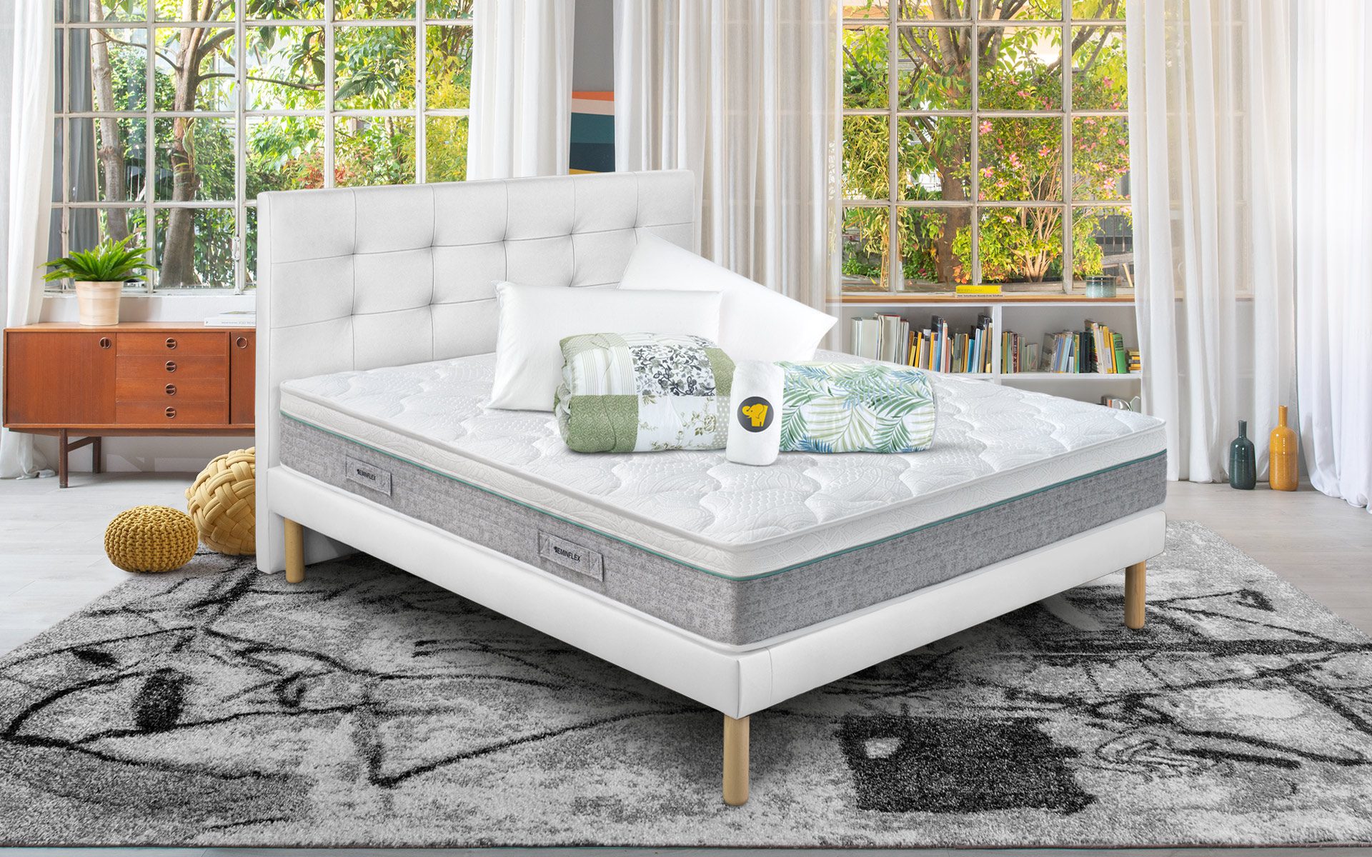 Eminflex Materassi Performa matrimoniale con base letto Gioia bianco con kit notte