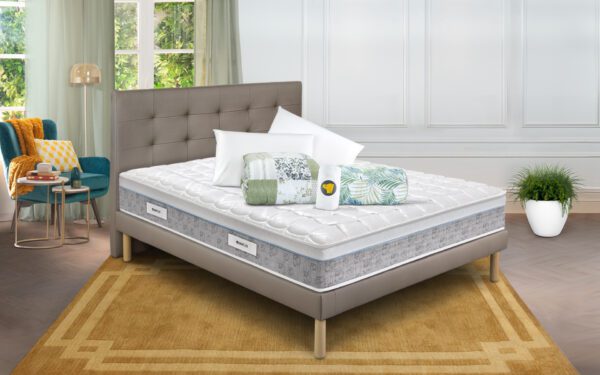 Eminflex Materassi Sano matrimoniale con base letto Gioia tortora con kit notte